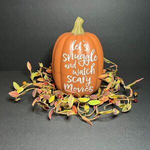 Halloween Fall 'Let's Snuggle & Watch Scary Movies' Garland Orange Foam Pumpkin
